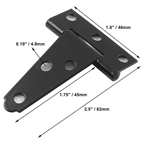 Murtenze 6Pack 2 Inch Black T-Strap Shed Hinge,Barn Door Hinges Heavy Duty Gate Strap Hinge T Hinges for Barn Door, Shed or Wooden Fences - Image 3