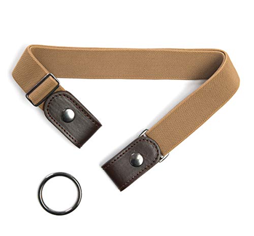 DWOY Verstellbarer Schnallenfreier Elastischer Gürtel Unsichtbarer Gürtel für Damen oder Herren (Hellbraun) Cover