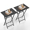 2 piece folding tv tray set no assembly required table set of 2 snack side table for living room tv dinner small tray for kitchen dining room  urban country home decor