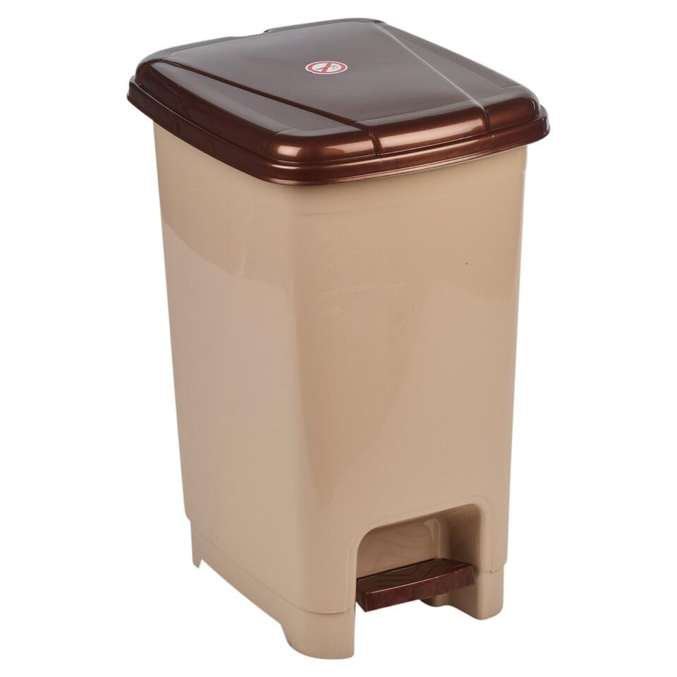 URBNLIVING 8L or 40L or 15L Slim Recycling Kitchen Step On Pedal Bin With Inner Insert Liner Pocket and Lid for Home and Office (15L Cappuccino)