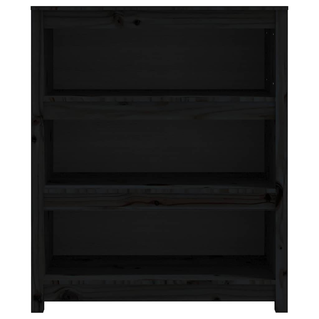 Regał na książki, czarny, z litego drewna sosnowego, 80 x 35 x 97 cm, z dużą ilością miejsca do przechowywania, uniwersalny system regałów do salonu, biura, gabinetu i pokoju dziecięcego, nie