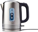 Amazon Basics Electric Stainless Steel Kettle for Tea and Coffee, BPA-Free, Fast Boiling, Auto Shut-Off, 1.1 Quarts, 1500W, Black and Silver
