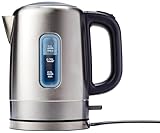 Amazon Basics 1.1-Qt (1.0L) Electric Kettle, Electric Tea Kettle & Water Boiler, With Auto Shut-Off, Boil Dry Protection, High-Safety Strix Thermostat, BPA-Free, 1500W, Stainless Steel, Black & Silver