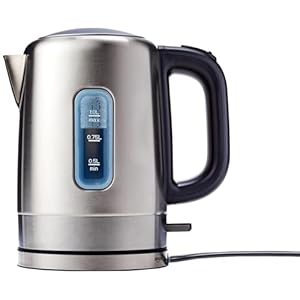 Amazon Basics Electric Stainless Steel Kettle for Tea and Coffee, BPA-Free, Fast Boiling, Auto Shut-Off, 1.1 Quarts, 1500W, Black and Silver