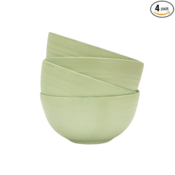 Irida Naturals Wheat Straw Bowl Set Of 4-6 In(Mint Green) Unbreakable Serving Bowl,Microwave Safe Bowl For Kitchen,Freezer&Dishwasher,Ideal For Snacks,Rice,Salad,&Noodles,800 milliliter