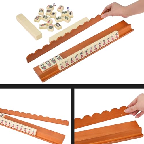 Lawaia Mahjong Racks con empujadores magnéticos de madera miniatura 2