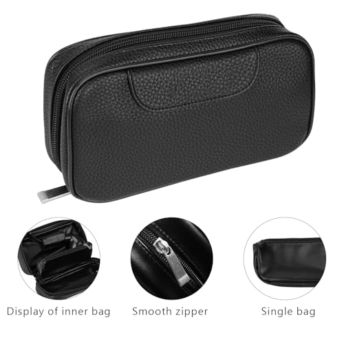 DODAMOUR Tobacco Pipe Pouch - Vegan Leather Case for 2 Smoking Pipes - Includes Removable Tobacco Pocket & Accessory Slots - Portable Travel Storage Bag - Black by DODAMOUR - Image 3