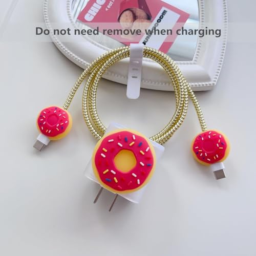 Image of Protective Charger Case for iPhone 18W 20W iPhone 15 14 13 12 11 Pro Max Charging Cable Charger Protective Cover Data Cable Protective Sleeve -(Doughnut), Multicolor