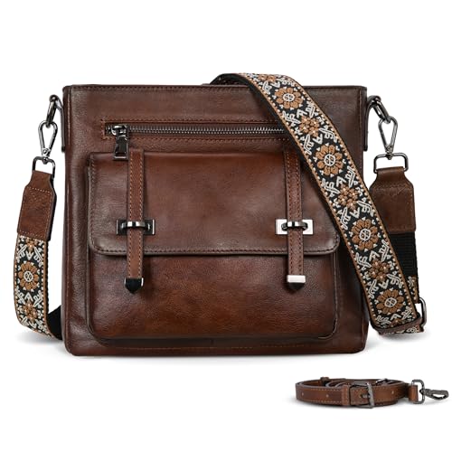 Image of Iswee Soft Leather Crossbody Bags for Women Shoulder Handbags Multi Pockets | Travel Purse with Adjustable Strap Medium Size Organizer Designer Pocketbooks with Adjustable Strap