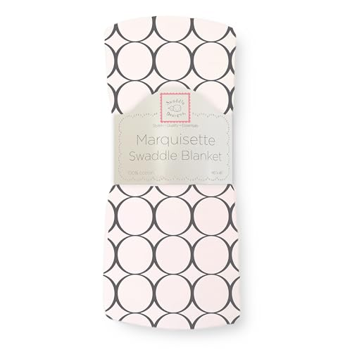 Image of SwaddleDesigns Marquisette Receiving Swaddle Blanket for Baby Boys & Girls, Soft Premium Cotton Muslin, Best Shower Gift, Soft Pink with Soft Black Mod Circles