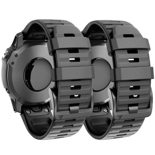2 Pack 26mm Watch Strap for Garmin Fenix 6X Pro Strap Soft Silicone Watch Band Replacement for Garmin Fenix 7X / 6X / 5X