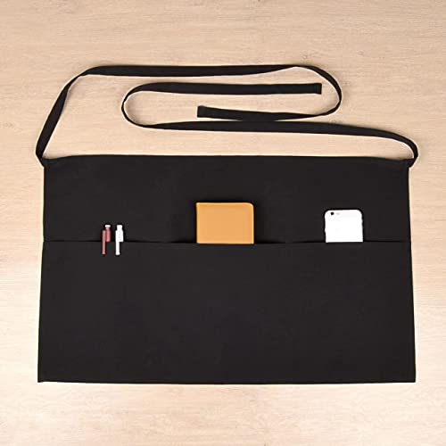 Ploymono 1 Pack Heavy Duty Waist Apron With 3 Pockets - Navy Blue Waitress Waiter Server Short Apron #TOP1