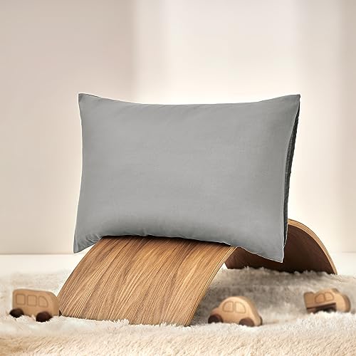 Image of TILLYOU Cotton Toddler Pillowcases - 2 Pack Toddler Travel Pillowcases Machine Washable & Super Soft, 14.5x20 Inches, Gray