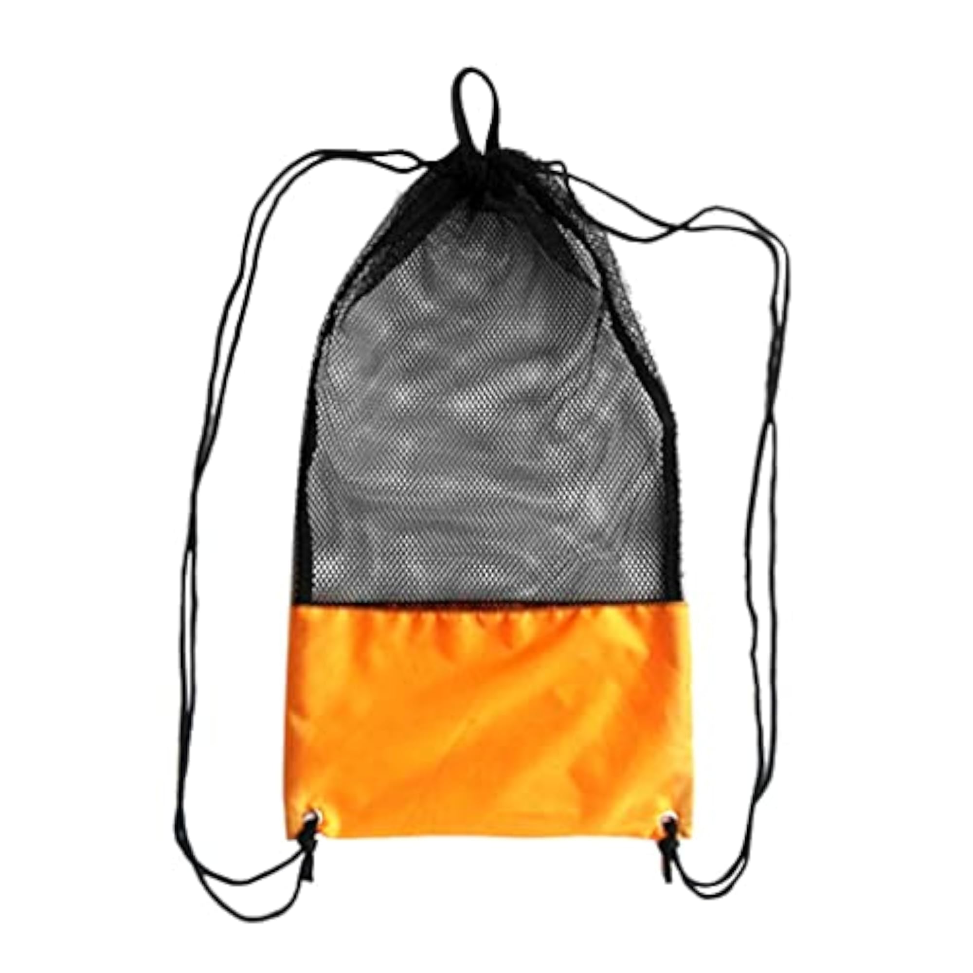 2xMesh Drawstring Bag for Snorkeling Gear, Orange