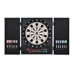 HOMCOM Electronic Dartboard Set, 27 Games Modes and 202 Variations, LED & 12 Soft Tip Darts and Cabinet to Storage, Ready-to-Play Multi-Game Option Darts Machine