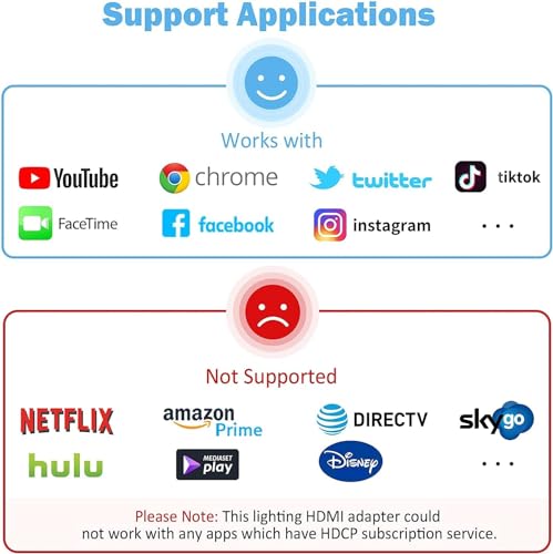 Image of BLACK CROWN Lighting to HDMI Adapter Digital AV, for Pad Phone to HDMI Adapter 1080P with Lighting Charging Port Compatible with Phone and Pod Models and TV Monitors Projectors