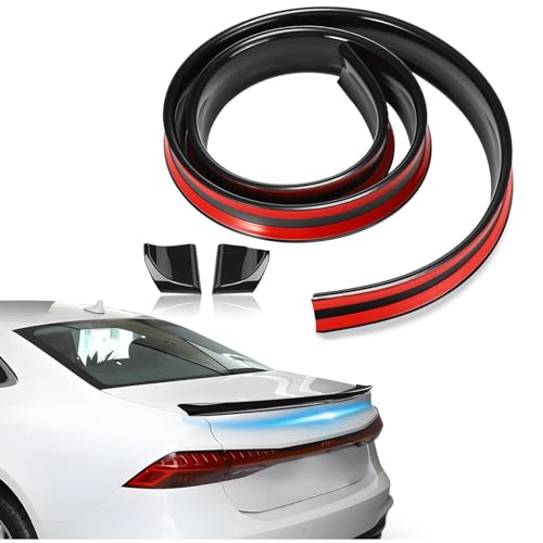GEARZAAR 1.5m/4.9ft Car Rear Spoilers, Gloss Black Rear Trunk Boot Car Spoiler, Auto Lip Tail Wing, Tail Trunk Boot Roof Trim Sticker, PVC Soft Rubber Bar Spoilers Lip Kit