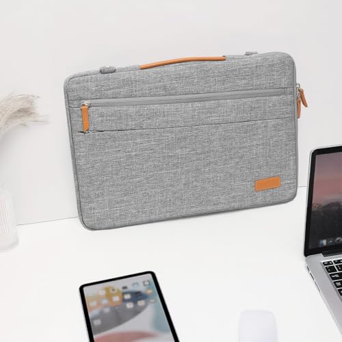 MOSISO 360 Protective Laptop Shoulder Bag, 15-15.6 inch Side Open Computer Bag Compatible with MacBook Pro 16 inch, HP, Dell, Lenovo, Asus Notebook with 2 Bevel Horizontal Pockets & Handle, Gray4