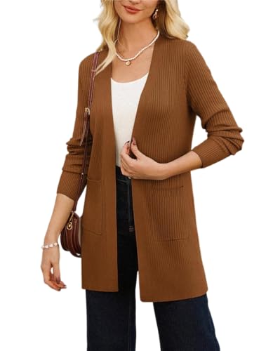 GRACE KARIN Womens Christmas Party Cardigan Soft Warm Night Out Knitwear Autumn Winter Longline Cardigan Yellow Coffee L