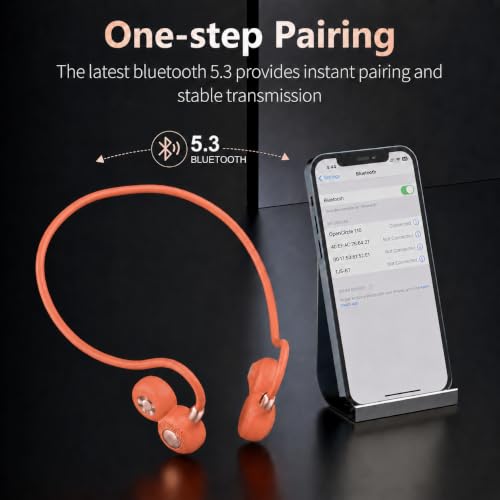 Image of Ortizan Open Ear Headphones, Bluetooth 5.3 Wireless Air Conduction Headphones Sport Earbuds, Premium Sound, IPX6 Waterproof, Clear Call, 19g Lightweight Earphones for Running Cycling Workouts (Orange)