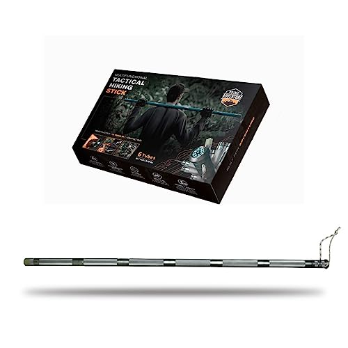 Hiking Tactical Stick Walking Staff - Outdoor Multitool Gear Trekking Pole Collapsible Retractable Premium 15 in 1 | 8 Tubes - Image 6