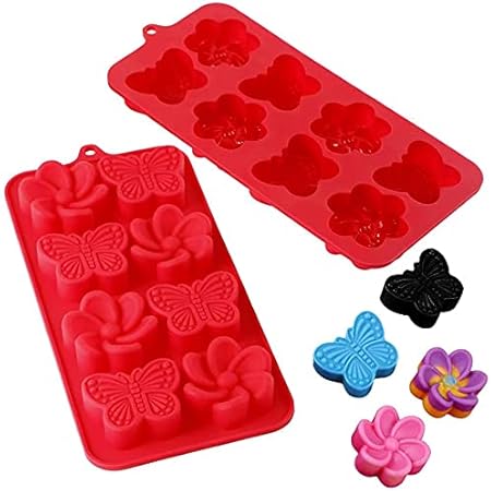 Amazon Com Webake Moldes De Silicona Para Gelatina Gelatina Bombas De Grasa Keto Caramelos Duros Jabon Resina Flores Y Mariposas Paquete De 2 Hogar Y Cocina