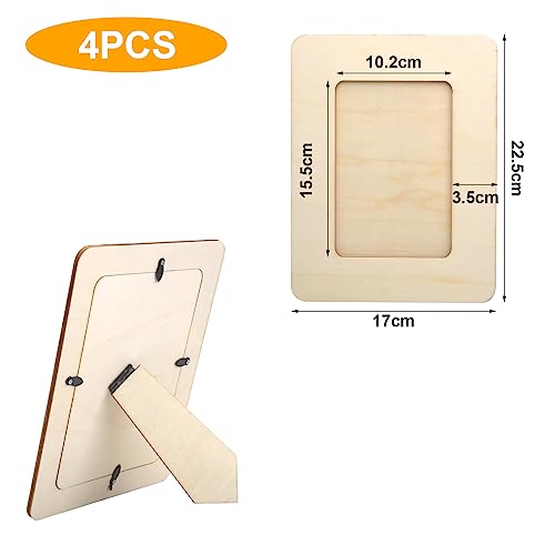 4 Pezzi Cornice per Foto in Legno, Cornice