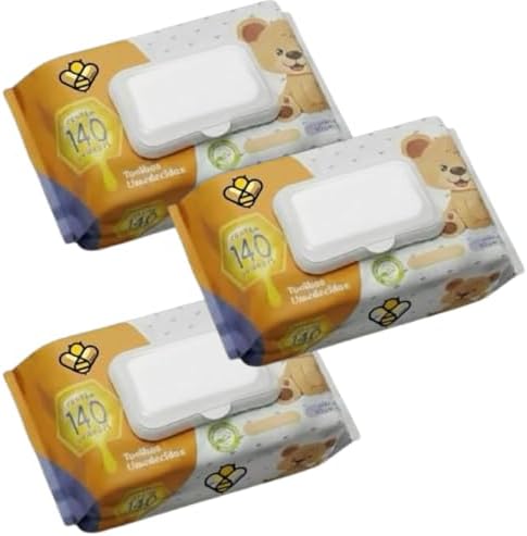 Lenços Umedecidos Toalhinhas ComTampa Kit 3 Pacotes com 140 Unida...