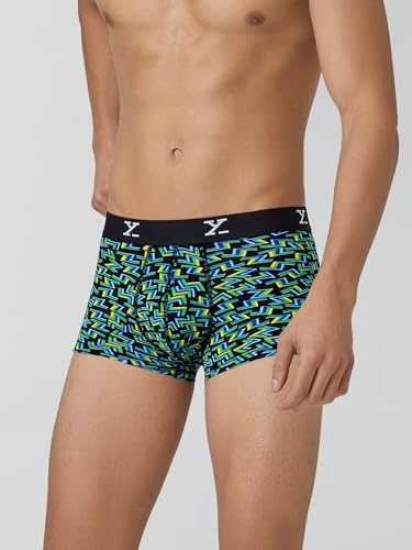 XYXX Men's Shuffle Micromodal Regular Fit Printed Antimicrobial Trunks with No Marks Waistband (Pack of 2)