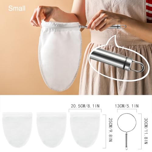 Image of FATCAT Fine Mesh Cheese Cloth, Fine Mesh Strainer Bags, Nut Milk Bag with Stainless Steel Handle, Cheesecloth for Straining, Turkey, Cooking, Cheese, NutMilk, Juices, S