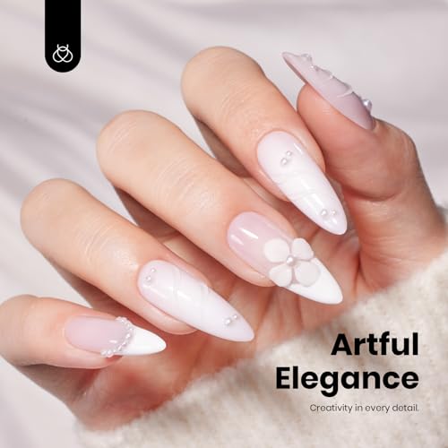Image of Beetles White Gel Polish - Hema-Free French Gel Nail Polish High Gloss Colors Soak Off Pure White Rhythm Nail Polish Nail Art Manicure Salon White Color Bottle