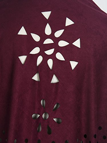 Women's Choies Women's Suedette Laser Cut Fringed Cape Coat Shawl Wrap Scarf