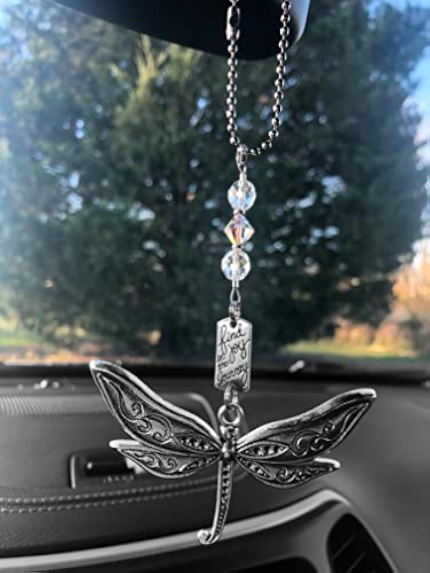 Inspirational Dragonfly Rearview Mirror Car Charm, Gift for New Beginnings