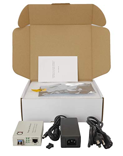 Image of PoE Fiber Single Mode LC Gigabit Ethernet Media Converter - Supplies IEEE 802.3 PoE & PoE+ PSE Power & Extends Distance Over Fiber up 20km (12.42 Miles) - 10 /100 /1000 Autosensing UTP LAN Port