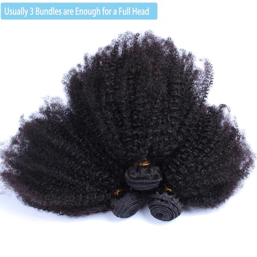 Mongolian Afro Kinky Curly Bundles Human Hair 10 10 10 Inch 4B 4C Afro Kinky Bulk Human Hair Bundles Unprocessed Virgin Hair Curly Weave Hair Bundles for Women Natural Black
