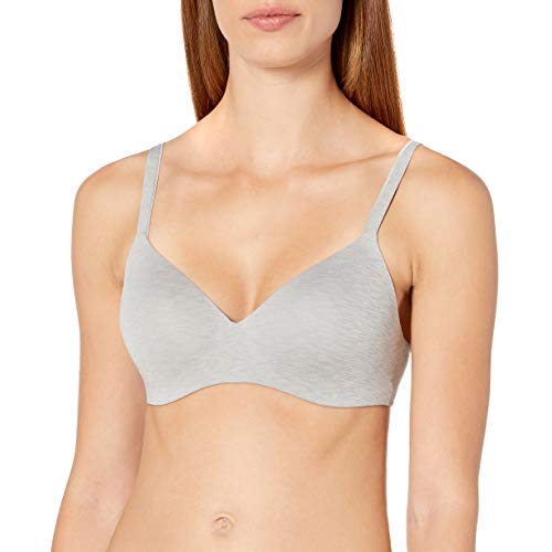 Hanes Women's Ultimate T-Shirt Soft Foam Wirefree, Silver Shadow Heather, 38C