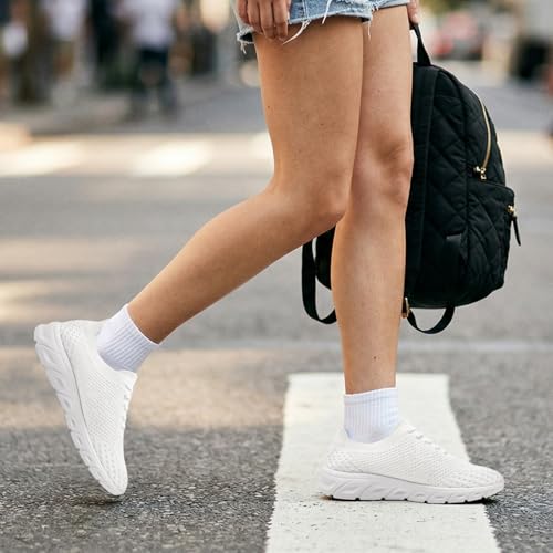 KTVHYW Schuhe Damen Turnschuhe Sportschuhe Slip On Sneaker Atmungsaktiv Hallenschuhe Laufschuhe Damen Bequeme Fitnesss Gymnastikschuhe Leicht rutschfeste Tennisschuhe Straßenlaufschuhe Weiß 40