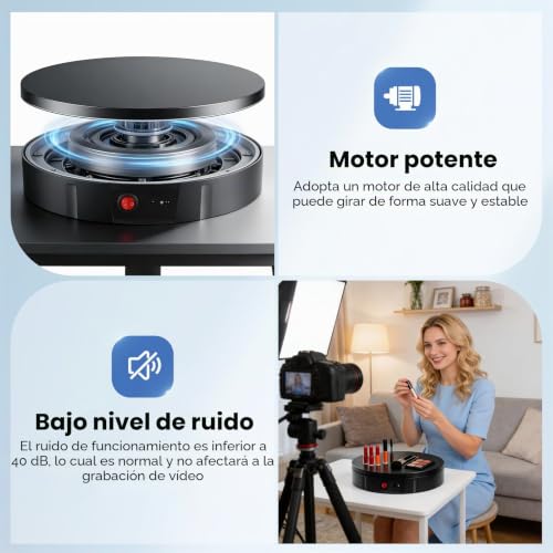 Miniatura 7 de Base Giratoria Electrica, 30cm Plataforma Giratoria Eléctrica Ricaricabile Con 100kg De Carga, Base Giratoria Fotografia Con Control Remoto, Velocidad Ajustable Para Exhibición De Productos Fotografía