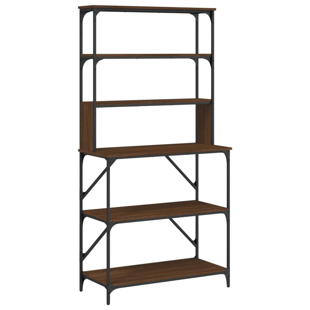 Solivagant Bäckerregal 6 Fächer Braun Eichen-Optik 90x40x180 cm, Küche Esszimmer,Küchenhelfer -utensilien,Küchenorganizer,Küchenutensilienhalter -ablagen, 27.93 kg-834224