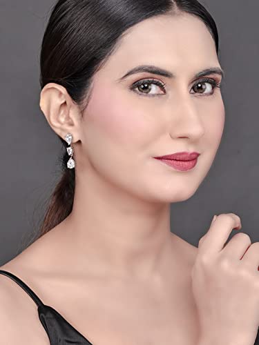 Image of Pissara Exclusive 925 Sterling Silver Valentine Day Gift Cubic Zirconia Earrings For Women And Girls|with Authenticity Certificate, 925 Stamp & 6 Months Warranty (E104596)
