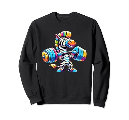 Zebra Barbell Entrenamiento Fitness Diseño Colorido Sudadera