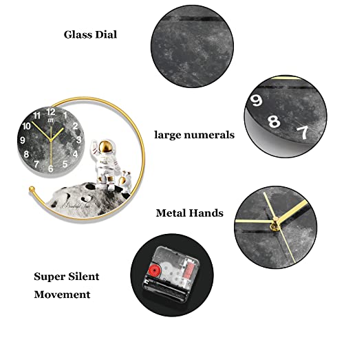Jujuda Large Wall Clocks For Living Room Decor Modern Big Wall Clock For Home Bedroom Kitchen Decorative Silent Small Astronaut Moon Wall Clock Battery Operated Decoration For Indoor House 20 Inch #TOP2