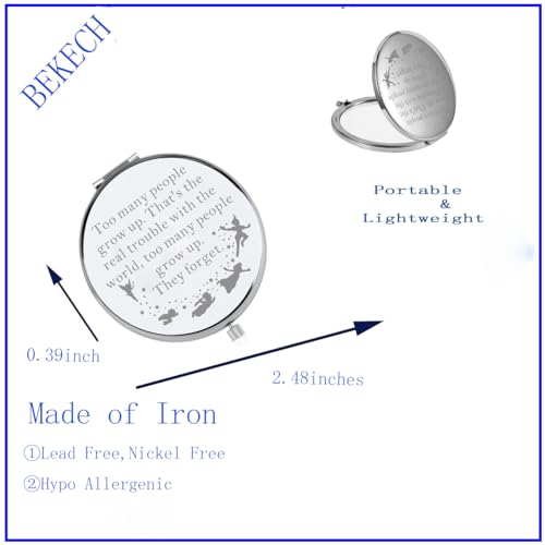 BEKECH Compact Mirror Peter Gift Too Many People Grow Up Faily Cartoon Tales Gift for Princess Lover (Silver)4