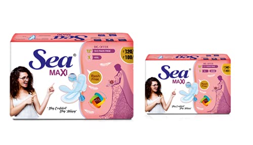 SEA Sanitary Pad For Women | 30 XXL Maxi + 6 XL Maxi Period Combo Pack | Organic Cotton Pad with Leak And Odour Lock Technology