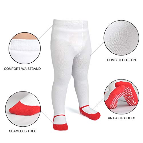 Image of Epeius Baby Girls Tights 3 Pairs Pack Seamless Non Slip /Skid Grip Cotton Leggings