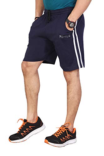 Image of Particle Men's Plus Size & Big Size Cotton Bermuda Shorts | 230 GSM Ribbed Fabric | Half Pants with Double Side Stripes (Waist 36-52 Inch) | Round Pocket