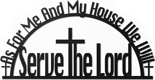 Image of BLIND SHOP As For Me and My House We Will Serve The Lord Wall Sign | Christian Metal Wall Art for Home Decor | Wall Sculpture Home Decoration | Metal Art | Metal Wall Art (45 x 43x 1.5 CM)