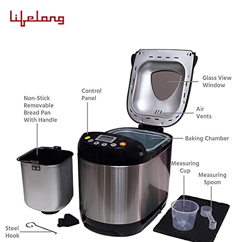 (Renewed) Lifelong Atta and Bread Maker for Home 550 Watt 19 Pre-Set Menu with Adjustable Crust Control, 3 Crust Colours… - Image 6