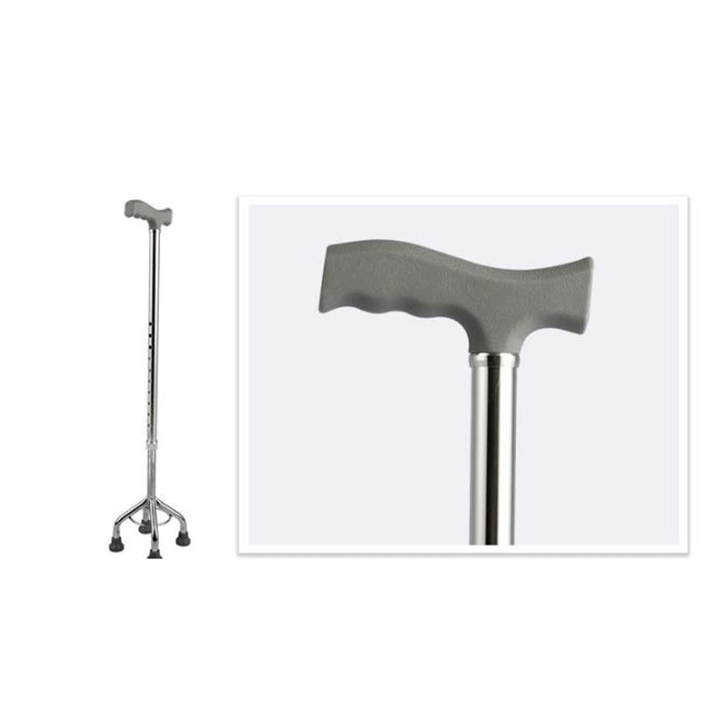Bastone telescopico Multifunzionale Leggero e Portatile per Anziani, Regolabile in Altezza, a Quattro Gambe, galvanizzato.