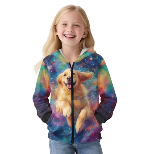 WELLFLYHOM Full Zip Girls Hoodies Graphic 6-16 Fleece Lined Sweatshirt Long Sleeve Zipper Kids Sweater Top with Pocket